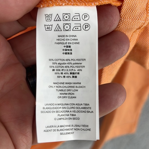 Michael Kors Amber Orange crew neck half button long sleeve size large shirt - Picture 6 of 7